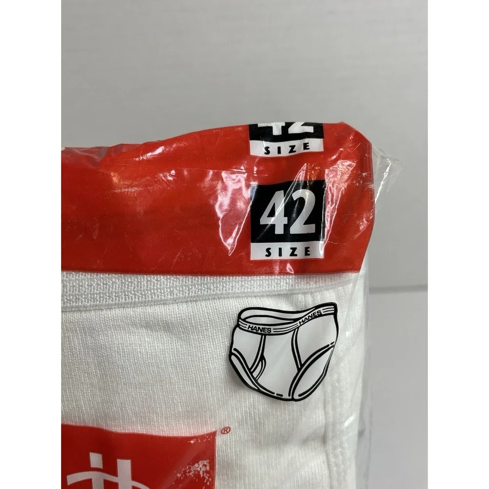 Hanes Men's White Briefs 3 Pair  Size 42 100% Preshrunk Cotton Vintage 1997